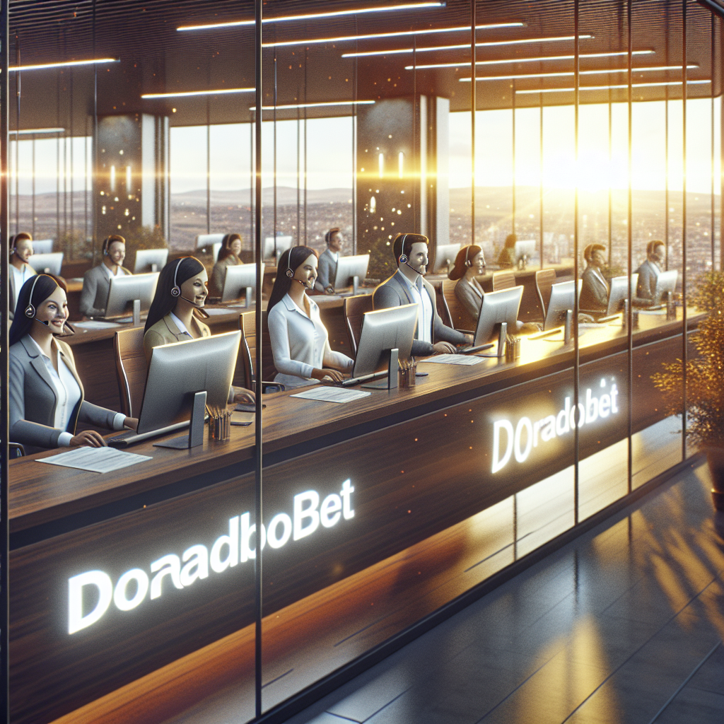 Equipo de soporte Doradobet en oficina moderna brindando atención al cliente en Perú